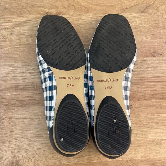 Donald Pliner Blue Gingham Plaid Square Toe Leather Loafers Sz 7.5 Slip On Prep - Picture 7 of 7